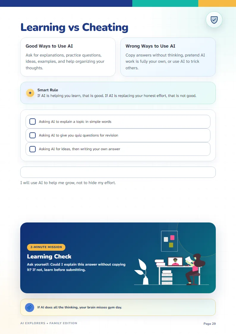 Workbook preview: Learning versus cheating lesson