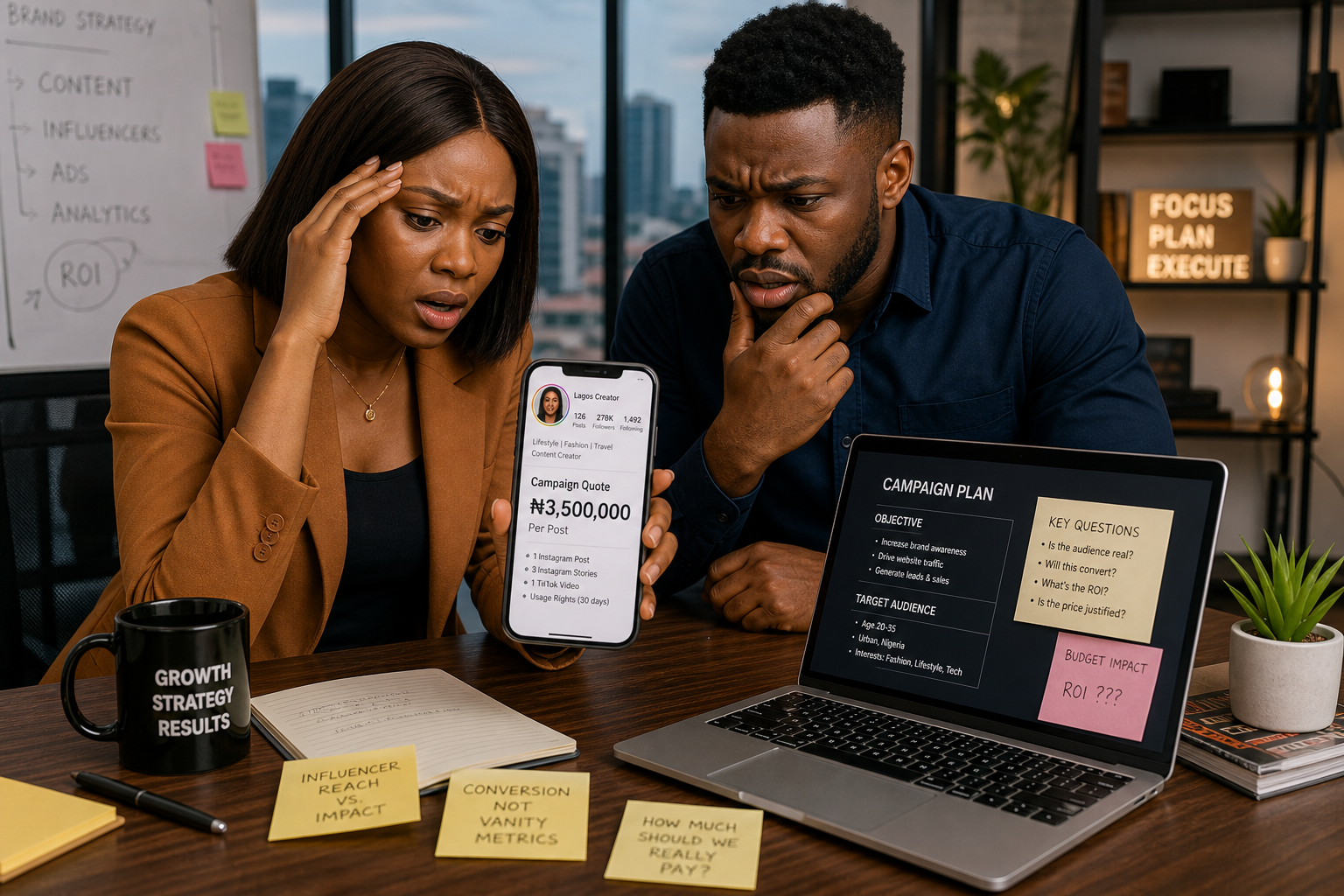 Brand team questioning whether an influencer quote matches expected business impact and campaign ROI