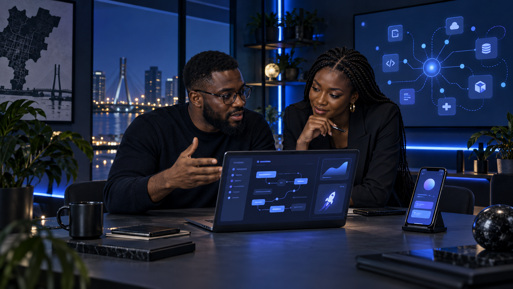 Nigerian AI product founder and growth strategist mapping an app, API and agent launch plan