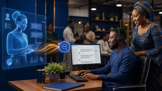 A Nigerian business team managing a smooth customer handoff