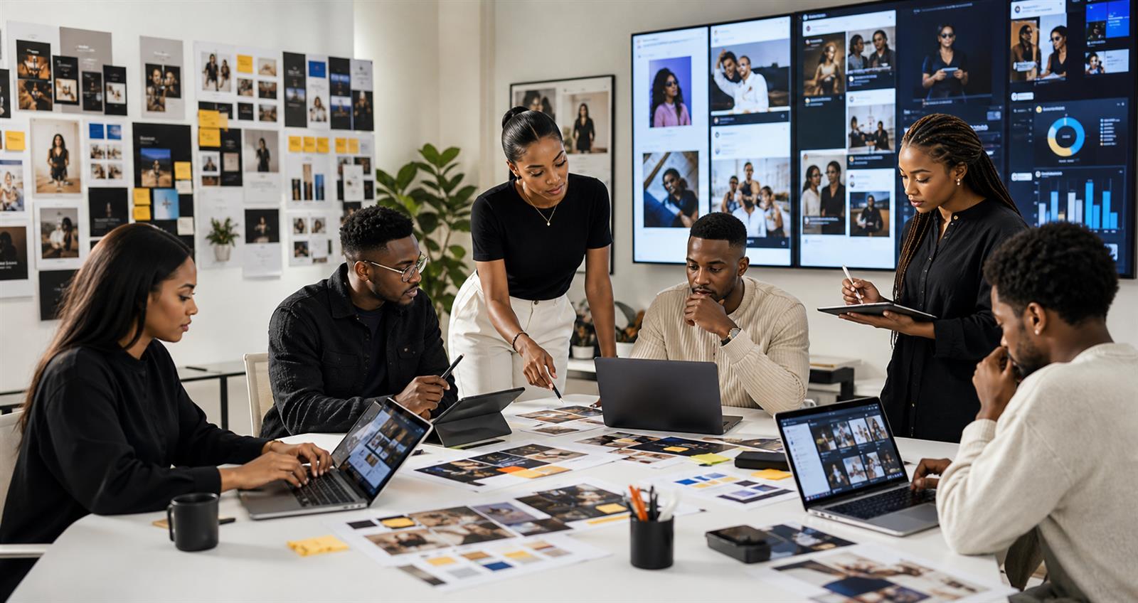 WTB creative marketing team working with AI