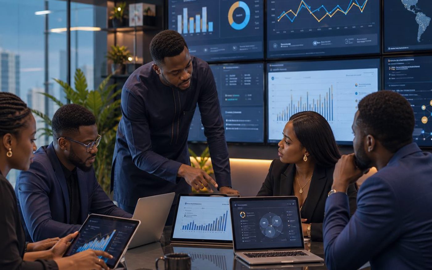 Marketing strategist reviewing search performance, content, and buyer intent signals for a business website