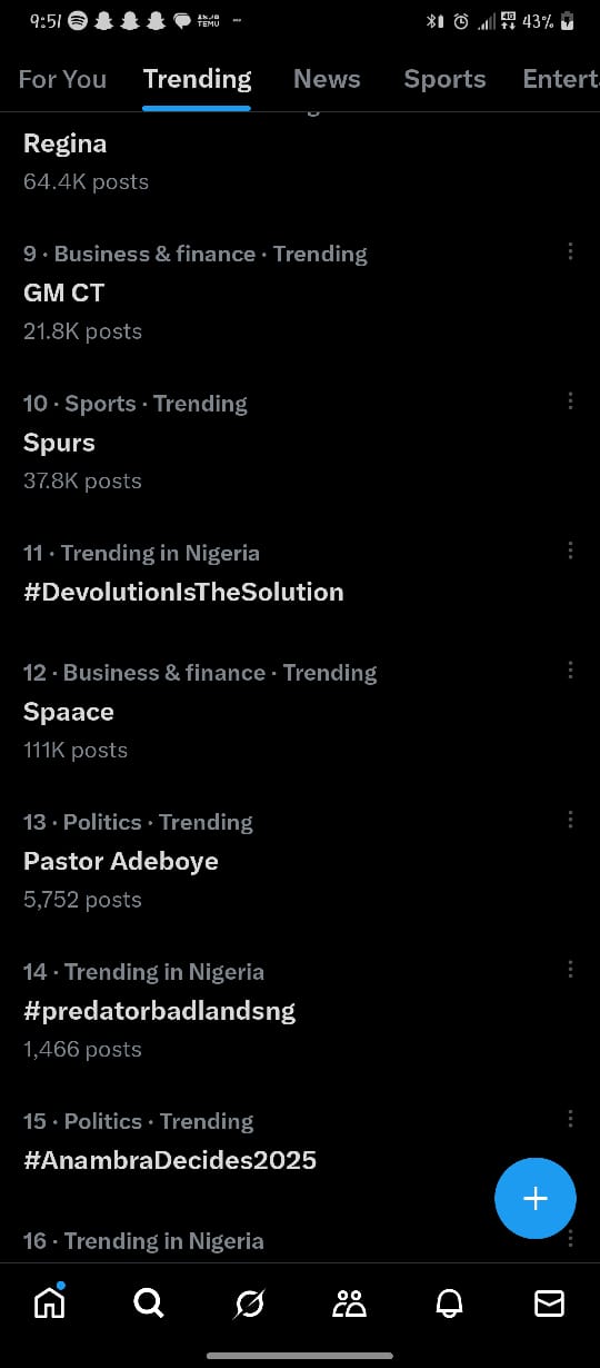 X Nigeria trends screenshot showing Devolution Is The Solution at number eleven