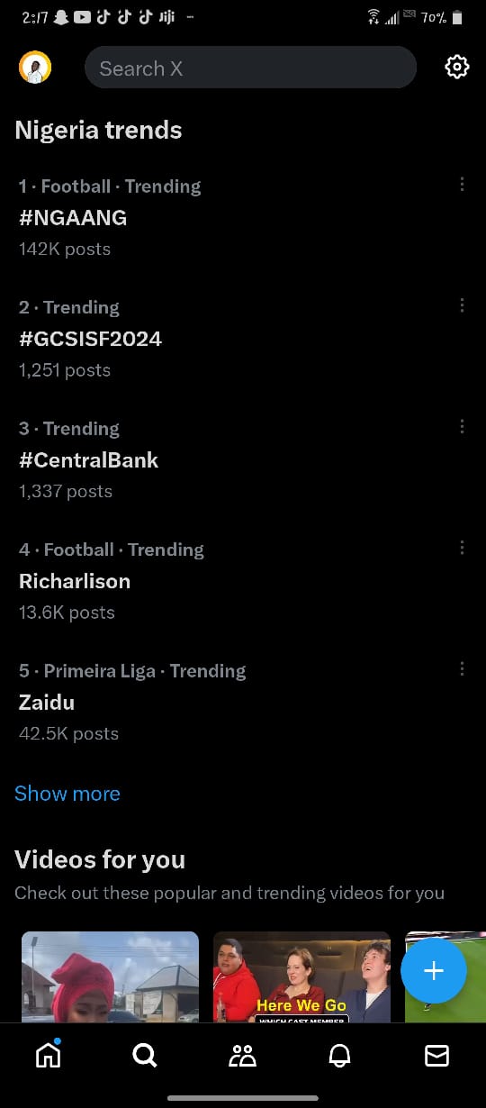 X Nigeria trends screenshot showing GCS ISF 2024 at number two